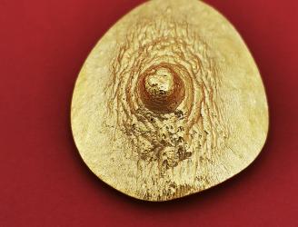 Pezón dorado, broche. Reproducción directa del natural, pieza única.