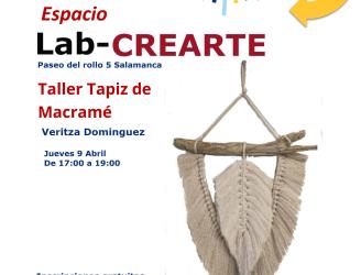 Cartel Taller Iniciación Tapiz nudos macramé 