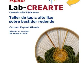 Cartel Taller de Iniciación al Tapiz sobre bastidor redondo