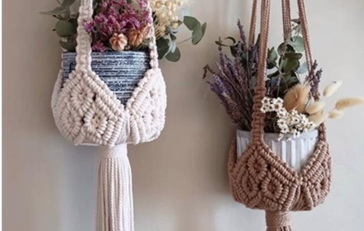 Portamacetas de macramé