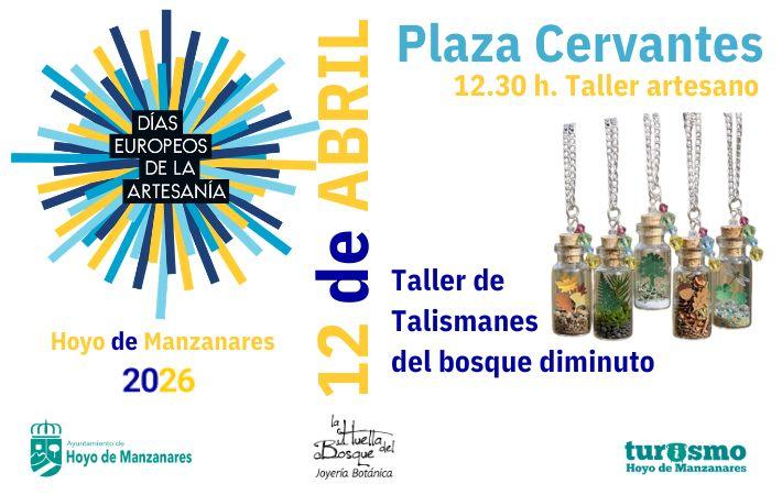 Cartel del taller talismanes del bosque diminuto