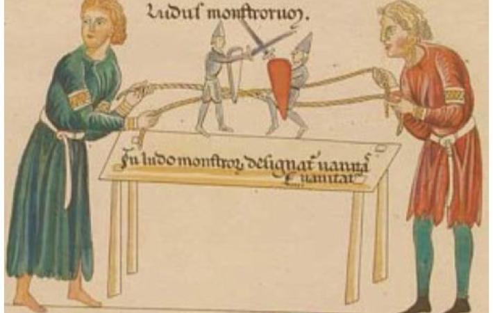 Neste tipo de bavastels, o titiriteiro séntase sobre un extremo dunha táboa delgada duns 50 cm de longo. A parte máis longa sobresae por debaixo da perna e o boneco articulado sostense sobre ela por medio dunha variña. Ao vibrar a táboa, o boneco move os pés e parece que baila. 