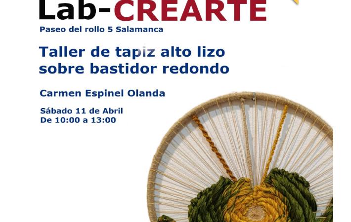 Cartel Taller de Iniciación al Tapiz sobre bastidor redondo